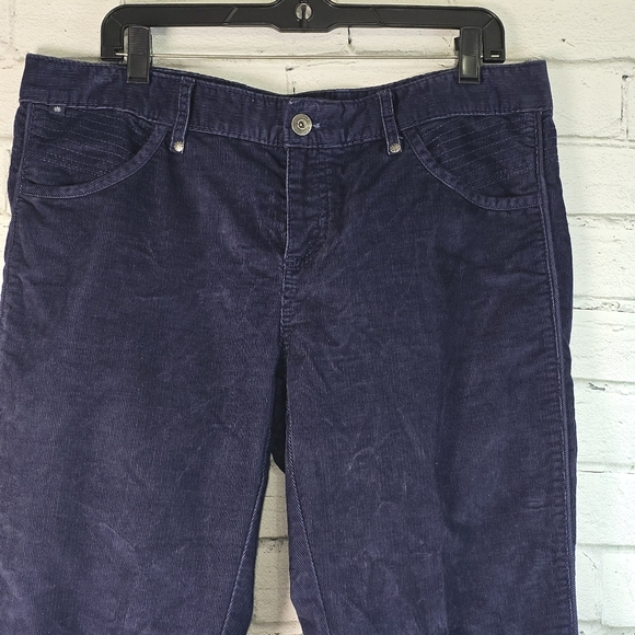 Athleta Navy Corduroy Pants Cotton Poly Stretch Womens 14 Boot Cut EUC - Picture 3 of 8